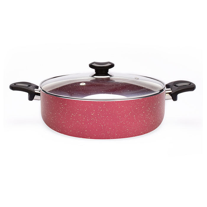 11" Aluminum Non-Stick Stew Pan with Stainless Steel Trim Glass Lid - VL328