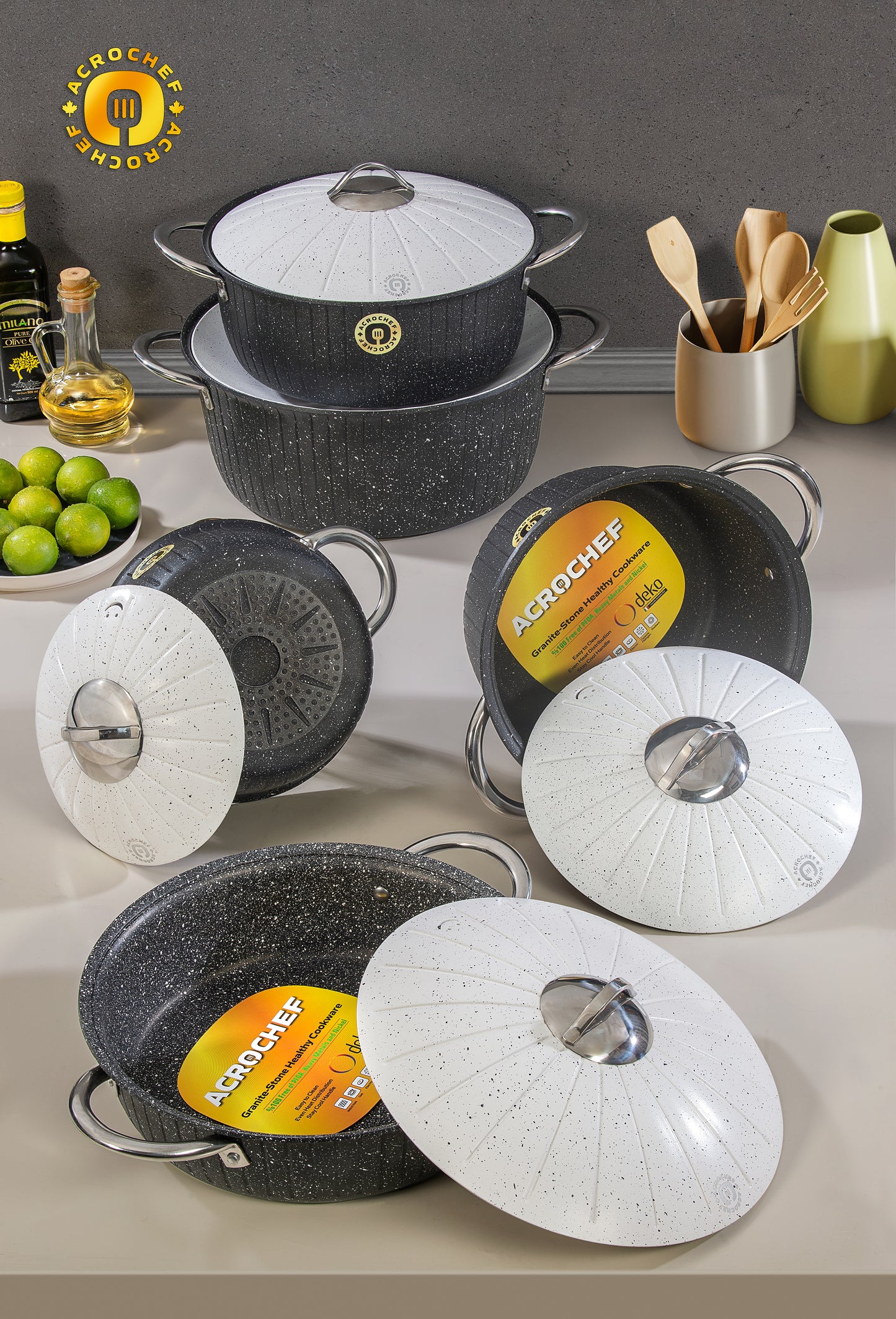 Granite-Stone Skillet w\ Solid Lid