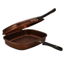 Die-Cast Non-Stick Double Sided Grooved Grill Pan with Magnetic Handles