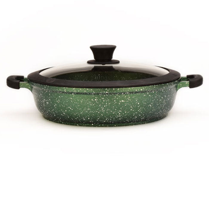 12.5" Non-stick Die-Cast 2-Handle Stew Pan with Glass Lid and Silicone Rim - MB332