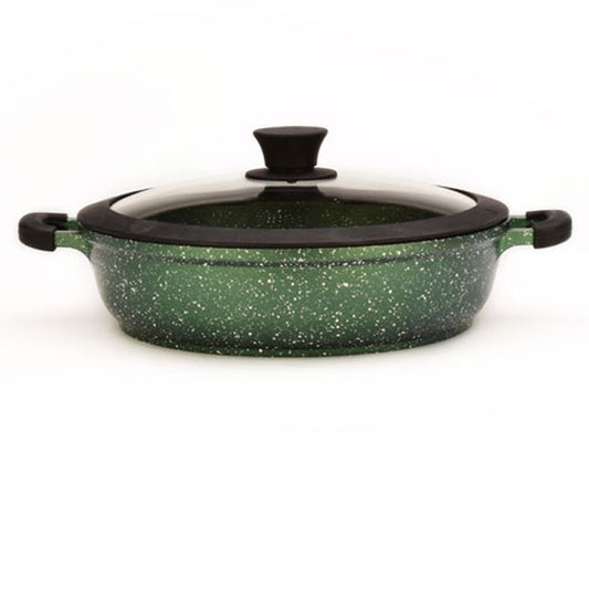 12.5" Non-stick Die-Cast 2-Handle Stew Pan with Glass Lid and Silicone Rim - MB332