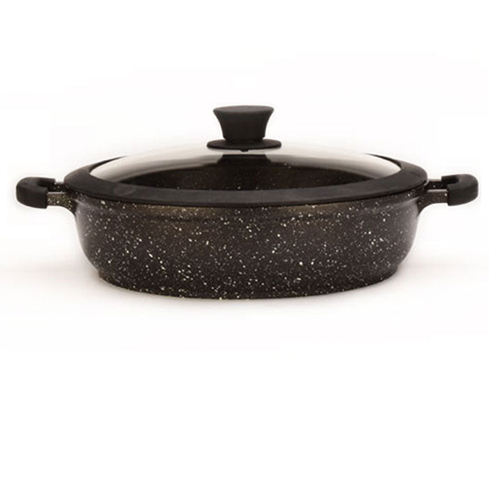 12.5" Non-stick Die-Cast 2-Handle Stew Pan with Glass Lid and Silicone Rim - MB332