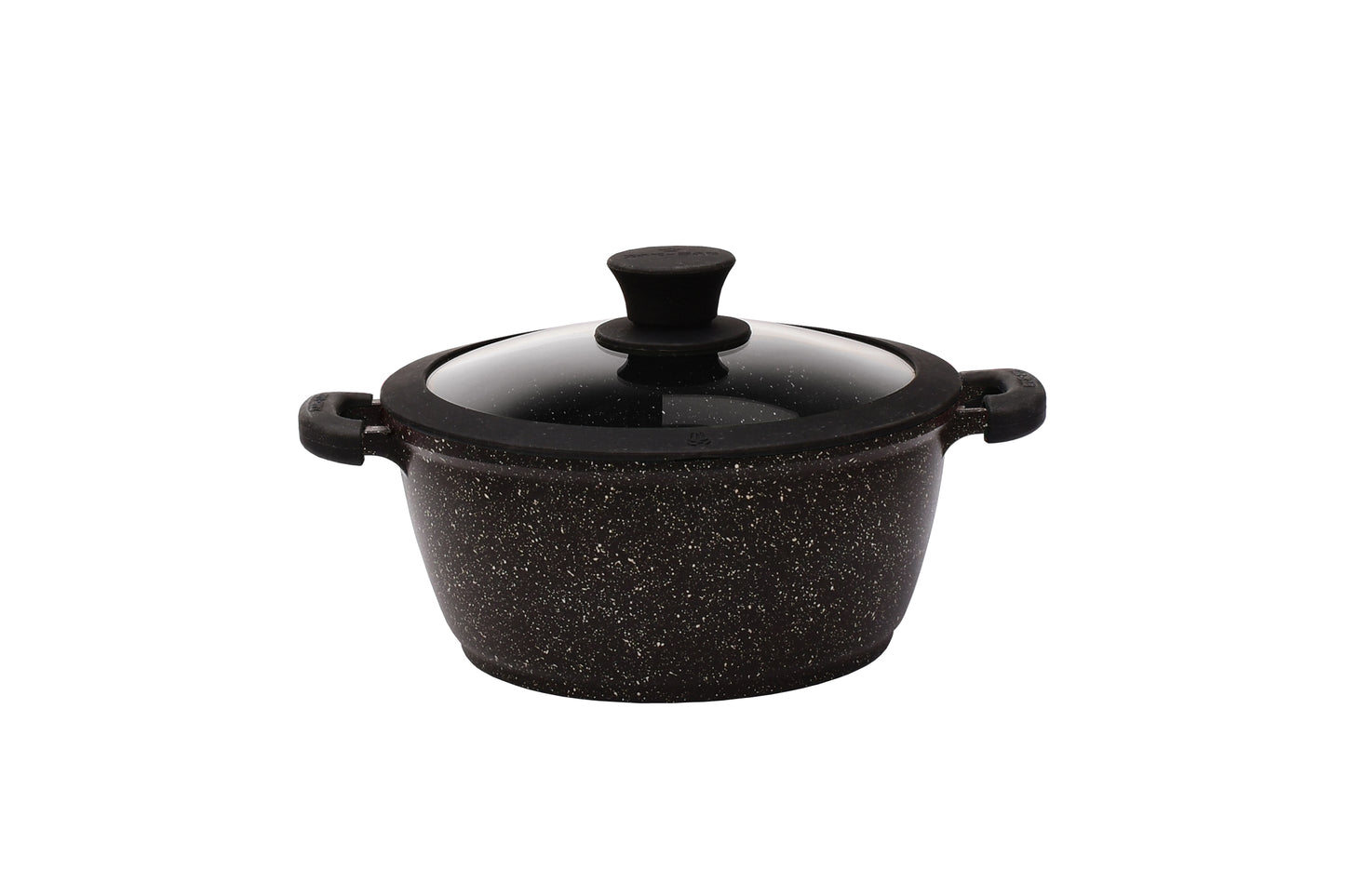 7.8" Non-stick Die-Cast 2-Handle Casserole Pot with Glass Lid and Silicone Rim - MB420