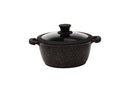 7.8" Non-stick Die-Cast 2-Handle Casserole Pot with Glass Lid and Silicone Rim - MB420