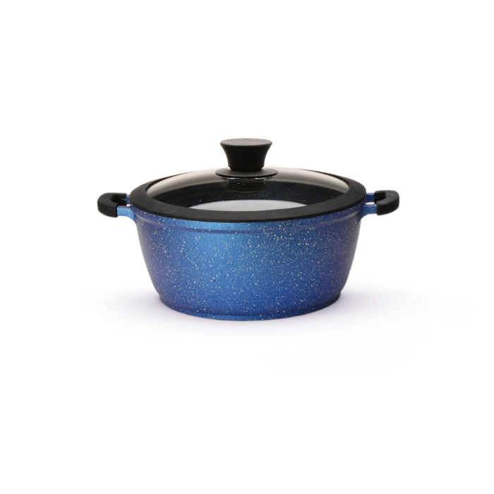 7.8" Non-stick Die-Cast 2-Handle Casserole Pot with Glass Lid and Silicone Rim - MB420