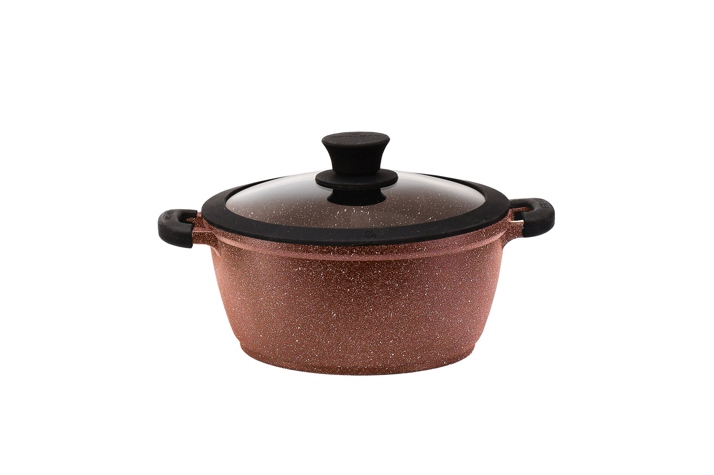 7.8" Non-stick Die-Cast 2-Handle Casserole Pot with Glass Lid and Silicone Rim - MB420
