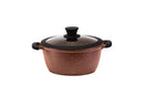 7.8" Non-stick Die-Cast 2-Handle Casserole Pot with Glass Lid and Silicone Rim - MB420