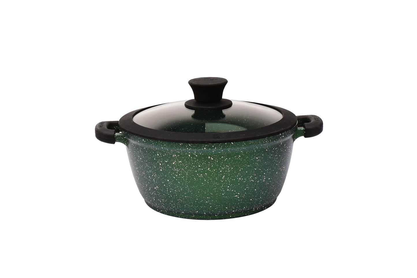 7.8" Non-stick Die-Cast 2-Handle Casserole Pot with Glass Lid and Silicone Rim - MB420