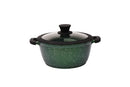 7.8" Non-stick Die-Cast 2-Handle Casserole Pot with Glass Lid and Silicone Rim - MB420