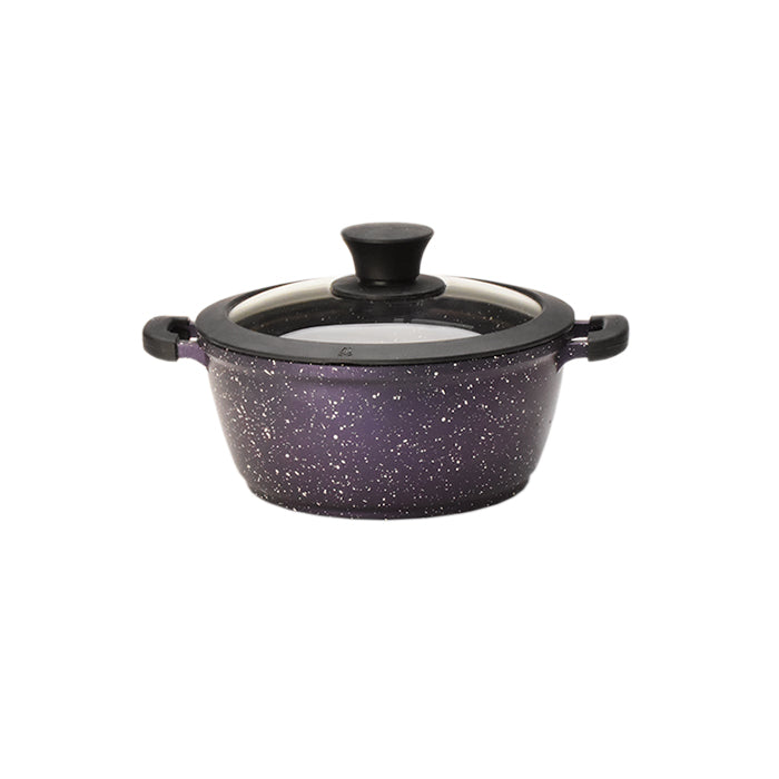 7.8" Non-stick Die-Cast 2-Handle Casserole Pot with Glass Lid and Silicone Rim - MB420