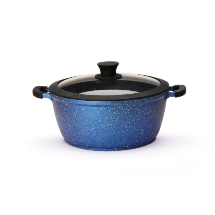 9.4" Non-stick Die-Cast 2-Handle Casserole Pot with Glass Lid and Silicone Rim - MB424