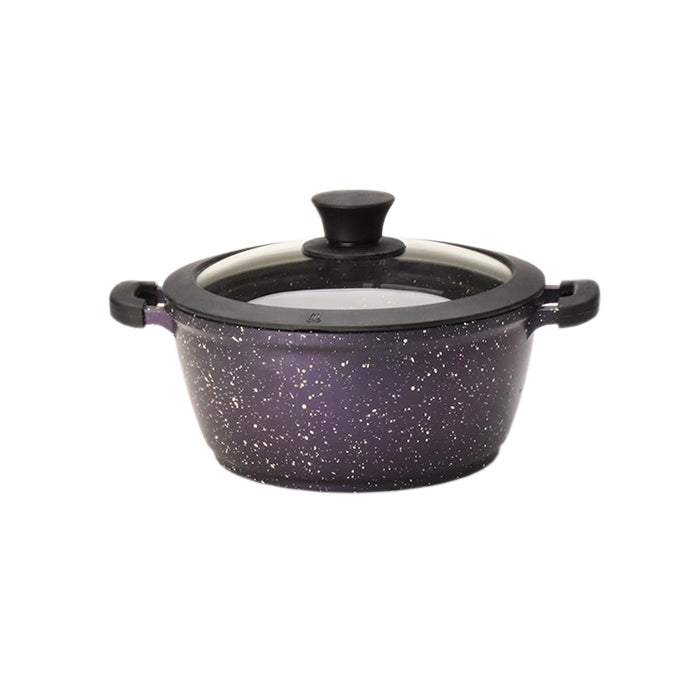 9.4" Non-stick Die-Cast 2-Handle Casserole Pot with Glass Lid and Silicone Rim - MB424