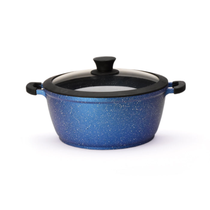 11" Non-stick Die-Cast 2-Handle Casserole Pot with Glass Lid and Silicone Rim - MB428