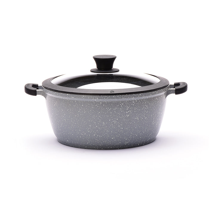 11" Non-stick Die-Cast 2-Handle Casserole Pot with Glass Lid and Silicone Rim - MB428