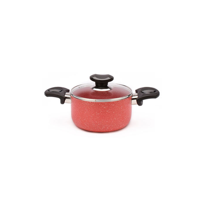 5.5" Aluminum Non-Stick Pot with Stainless Steel Trim Glass Lid - VL414