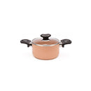 5.5" Aluminum Non-Stick Pot with Stainless Steel Trim Glass Lid - VL414