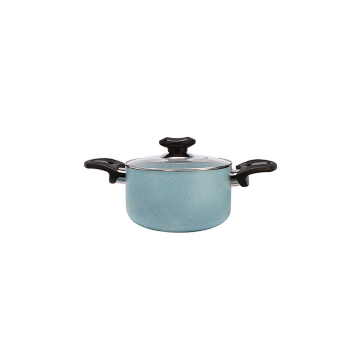 5.5" Aluminum Non-Stick Pot with Stainless Steel Trim Glass Lid - VL414