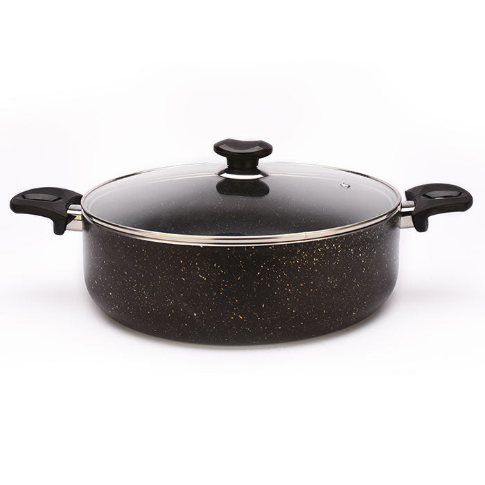 11" Aluminum Non-Stick Stew Pan with Stainless Steel Trim Glass Lid - VL328