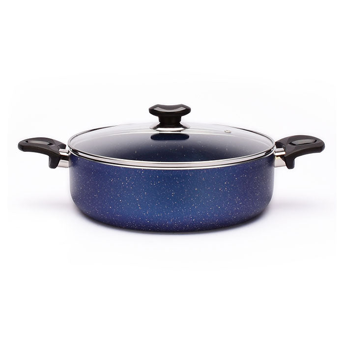 11" Aluminum Non-Stick Stew Pan with Stainless Steel Trim Glass Lid - VL328