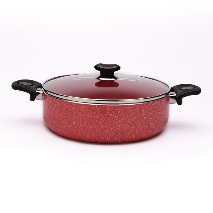 11" Aluminum Non-Stick Stew Pan with Stainless Steel Trim Glass Lid - VL328