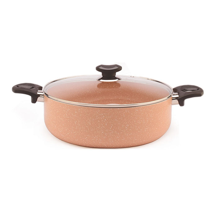 11" Aluminum Non-Stick Stew Pan with Stainless Steel Trim Glass Lid - VL328