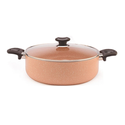 11" Aluminum Non-Stick Stew Pan with Stainless Steel Trim Glass Lid - VL328