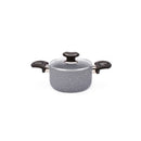5.5" Aluminum Non-Stick Pot with Stainless Steel Trim Glass Lid - VL414