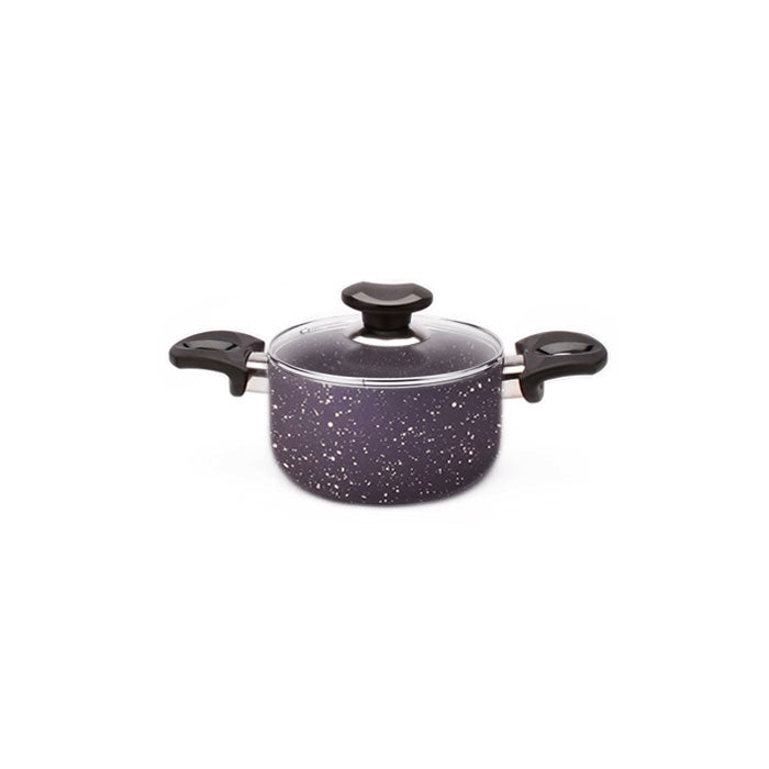 5.5" Aluminum Non-Stick Pot with Stainless Steel Trim Glass Lid - VL414