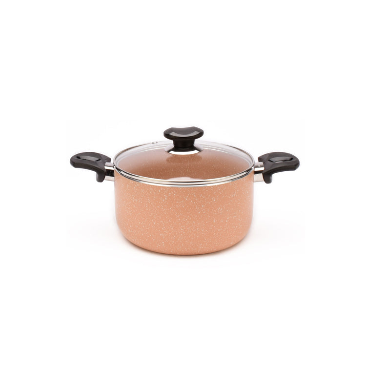 7.8" Aluminum Non-Stick Pot with Stainless Steel Trim Glass Lid - VL420