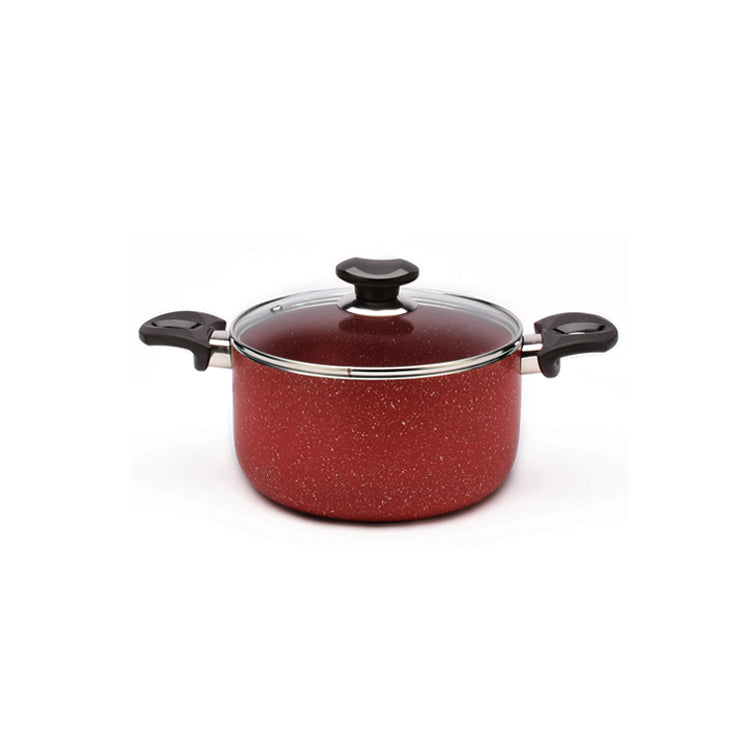 7.8" Aluminum Non-Stick Pot with Stainless Steel Trim Glass Lid - VL420