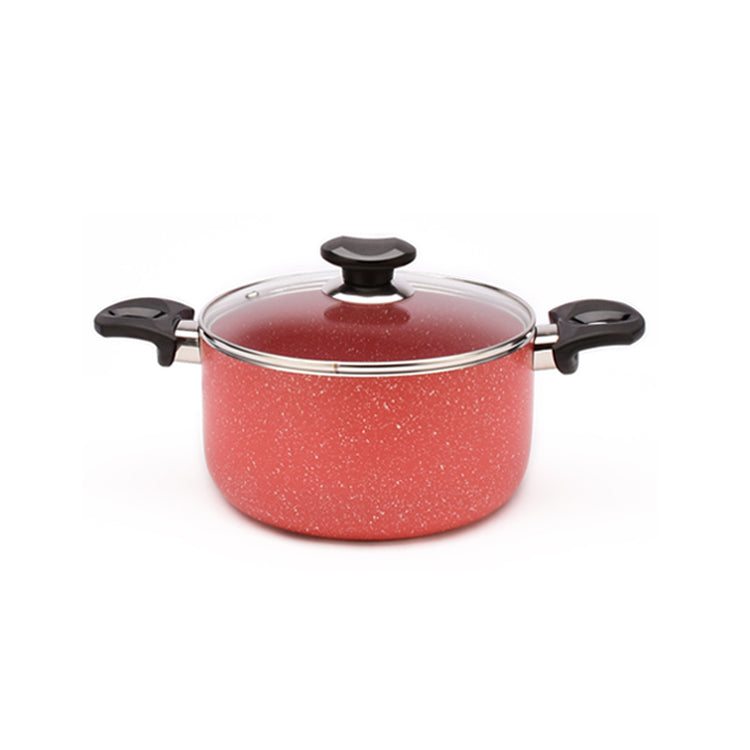 10" Aluminum Non-Stick Pot with Stainless Steel Trim Glass Lid - VL426