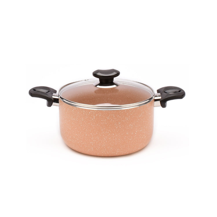 10" Aluminum Non-Stick Pot with Stainless Steel Trim Glass Lid - VL426